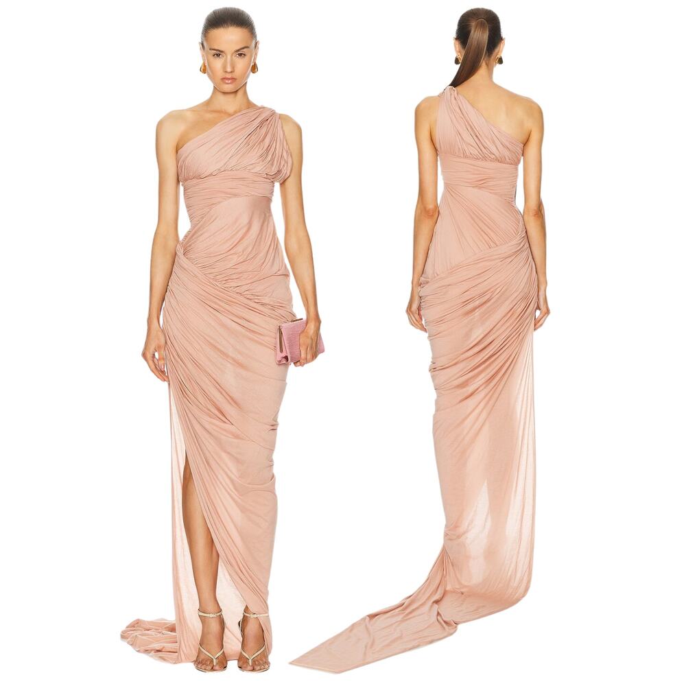 Rick Owens Lido Gown Draped One Shoulder Cotton Jersey Formal Runway Party S